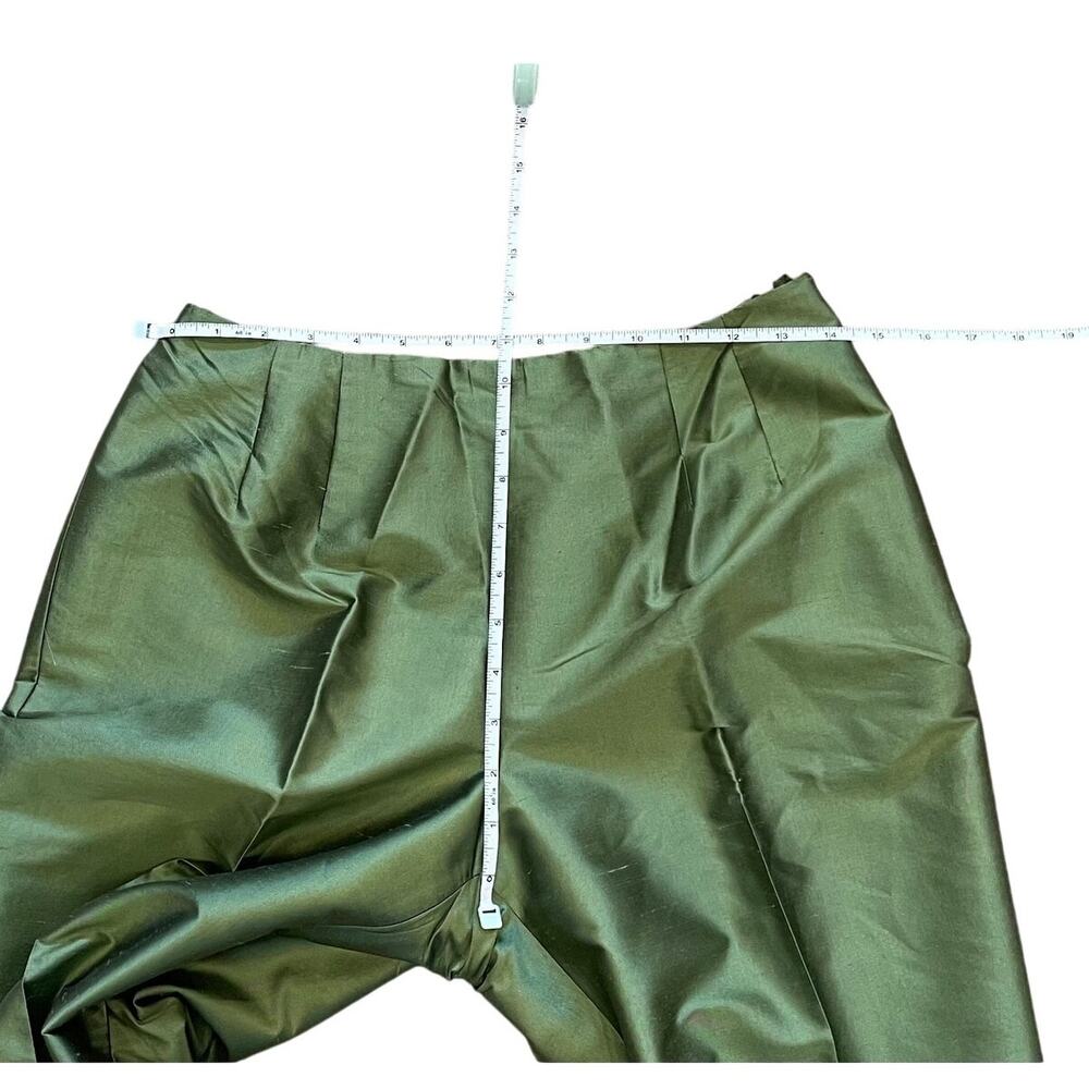 Vintage Talbots Moss Green Silk Shantung Ankle Pants, Size 8 Petite - Picture 7 of 9